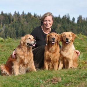 Gabi mit Aileen, Fly und&nbsp;Amira auf dem Zugerberg im Oktober 2019