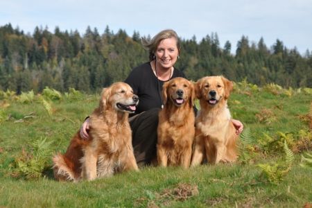 Gabi mit Aileen, Fly und&nbsp;Amira auf dem Zugerberg im Oktober 2019